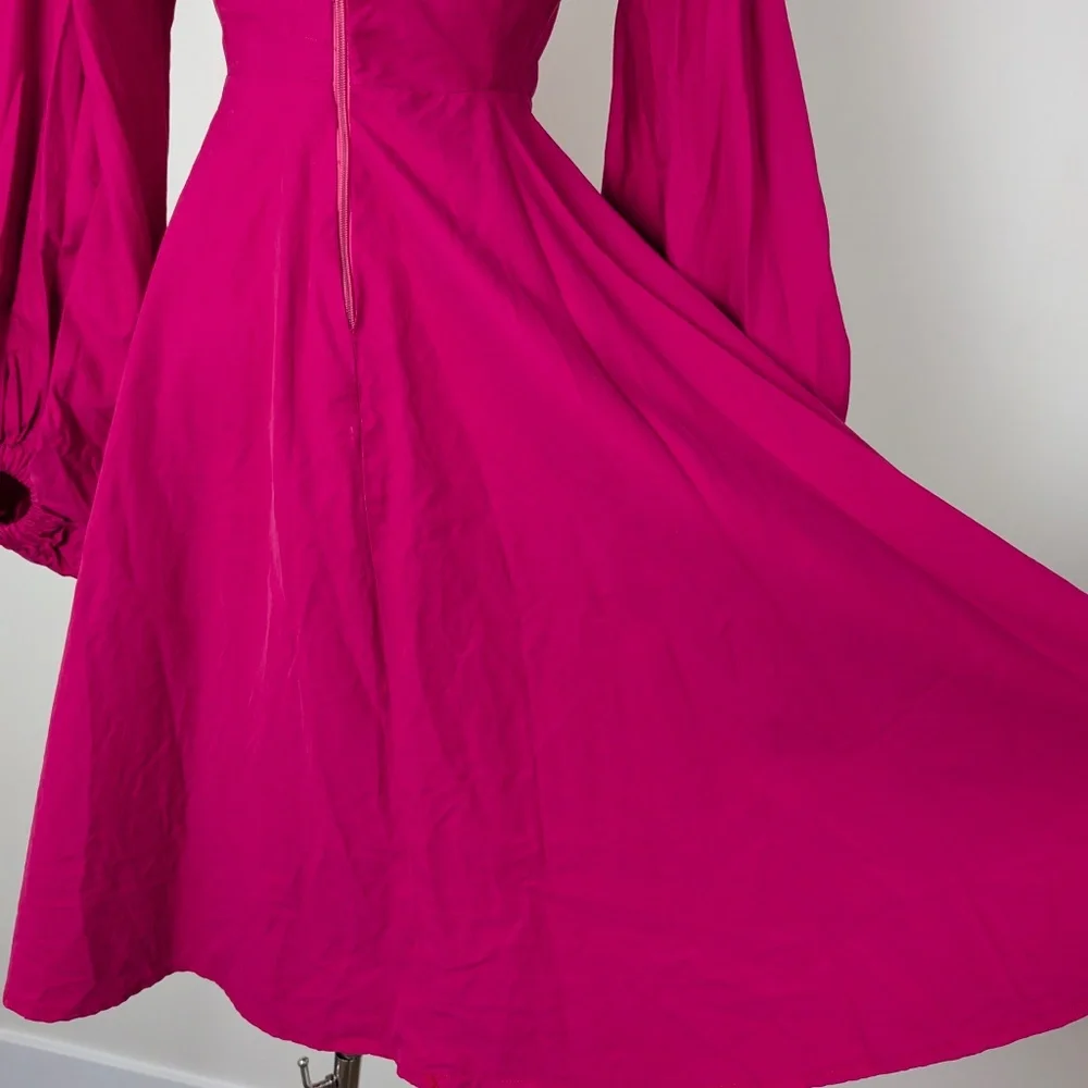 Handmade Puff Sleeve Dress Midi Size S Long sleeve - Picture 8 of 14